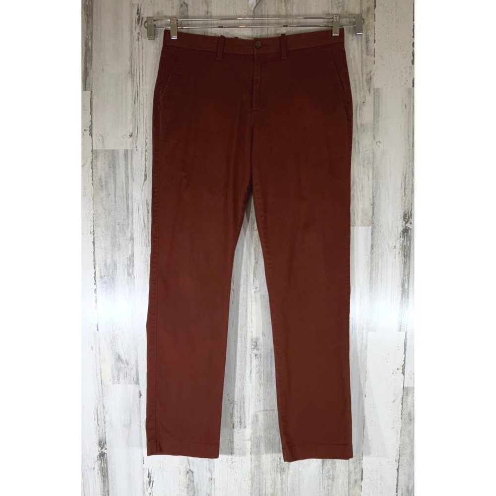 J Crew Factory Flex Straight Chino Pants 34x34 Burnt Orange Rust Business Casual